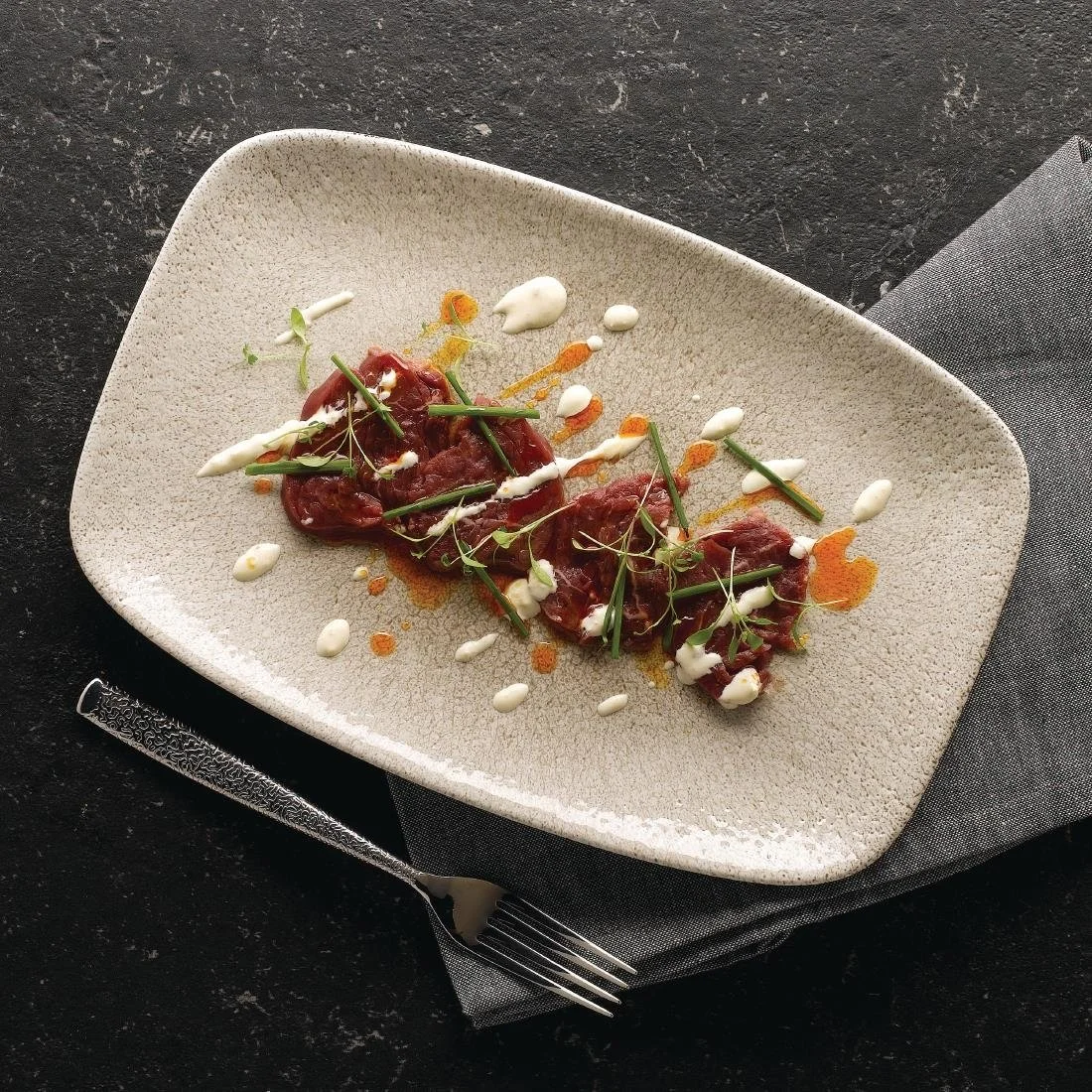 Churchill Raku Oblong Chef Plates Agate Grey 157 x 237mm (12 Pack) - Image 4