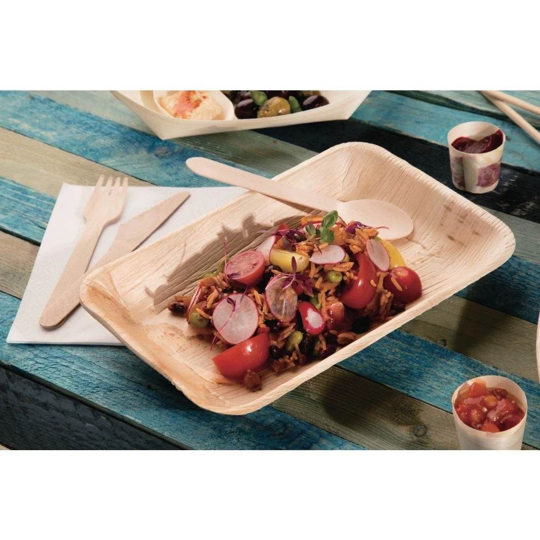 Fiesta Compostable Deep Palm Leaf Plates Rectangular 250mm (100 Pack) - Image 9
