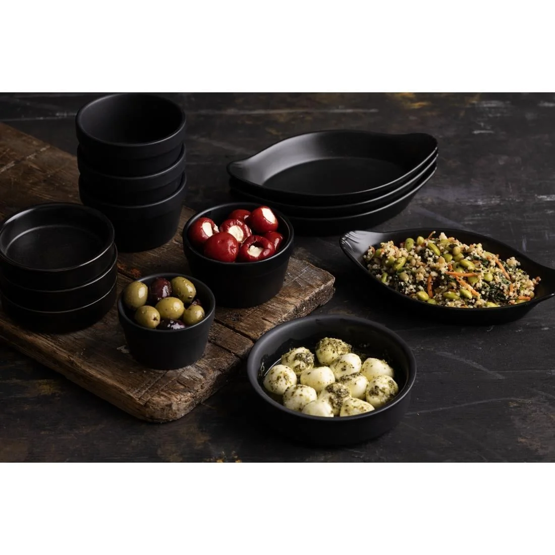 Olympia Mediterranean Stackable Dishes Black 102mm - Image 3