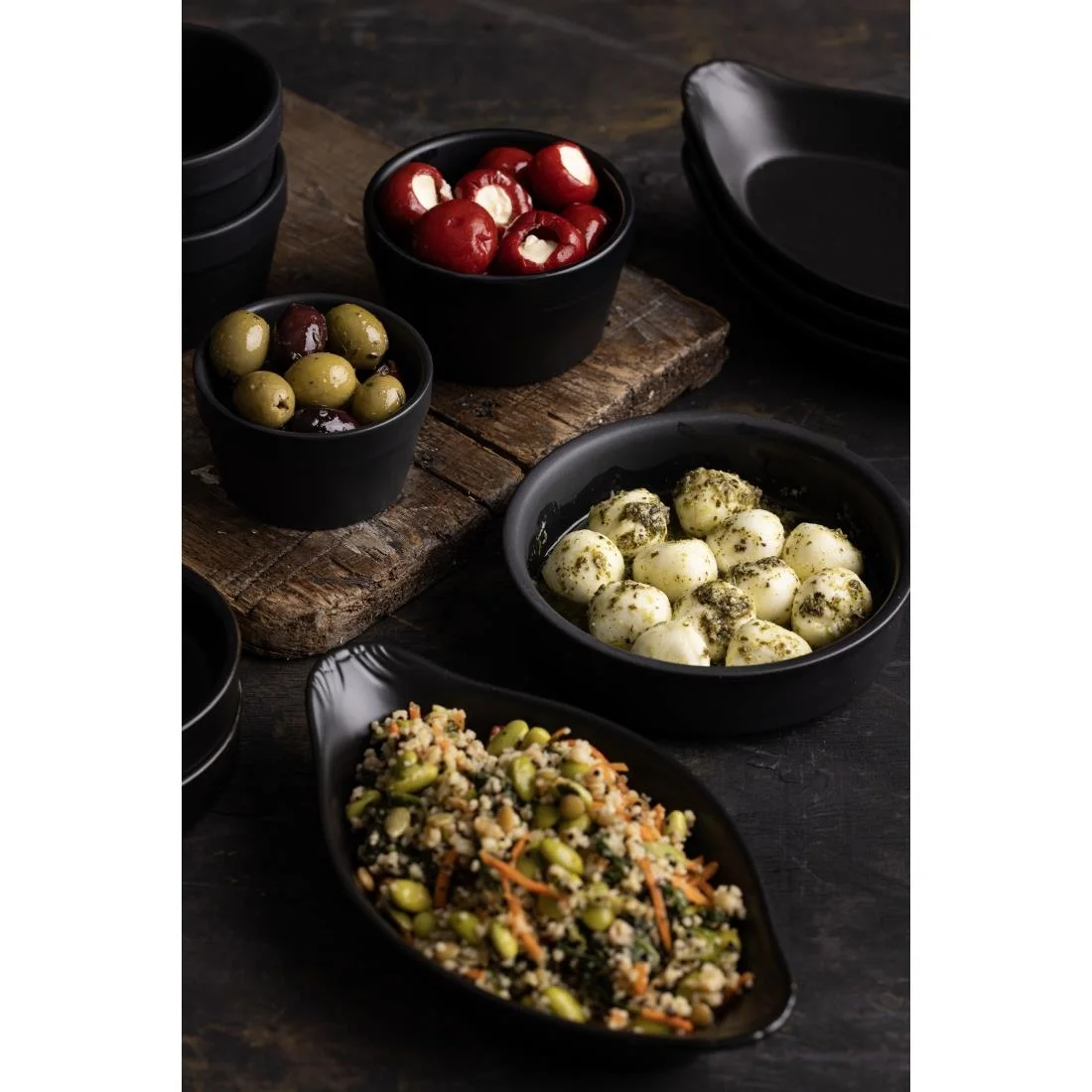 Olympia Mediterranean Stackable Dishes Black 134mm - Image 5
