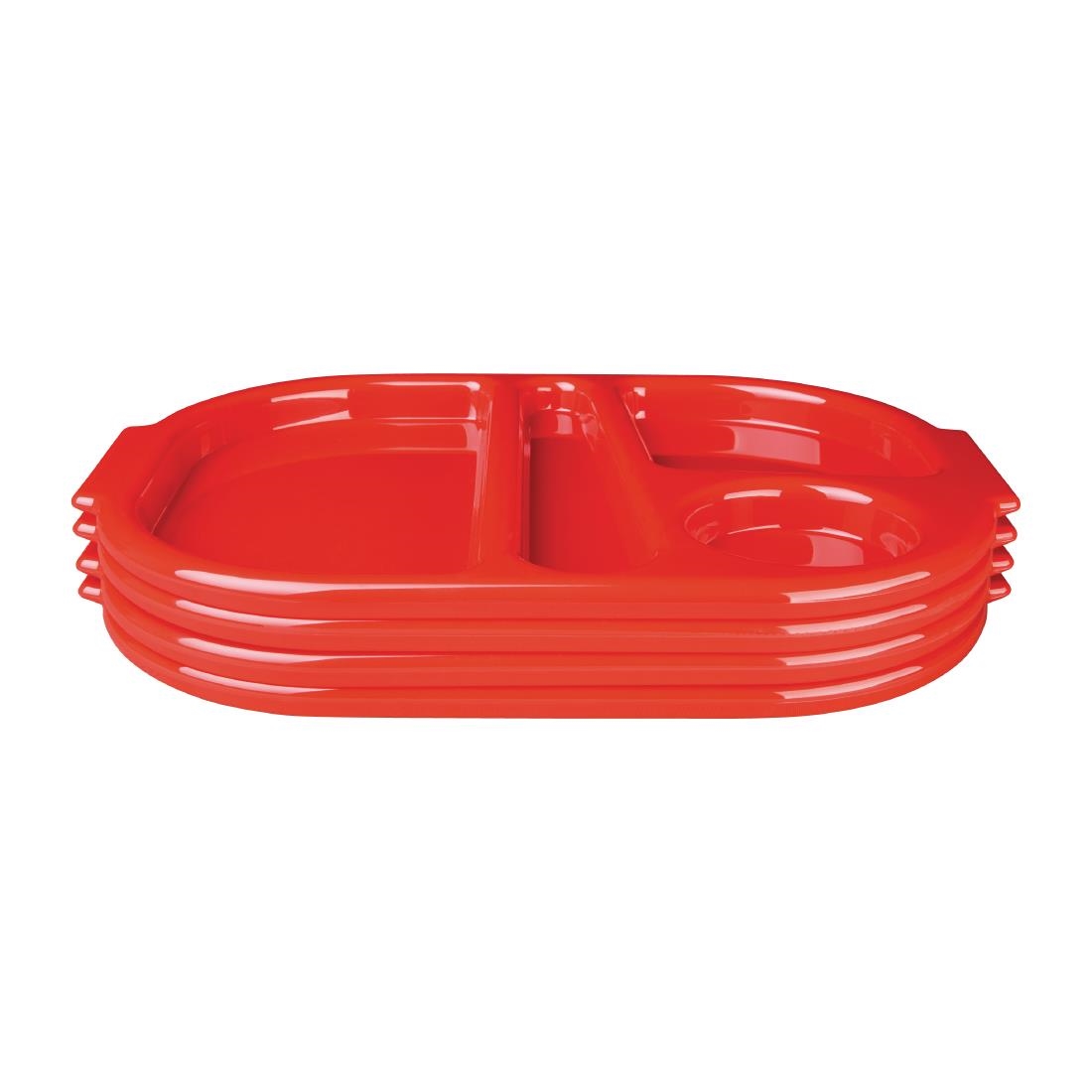 Kristallon Plastic Food Compartment Tray Small Red