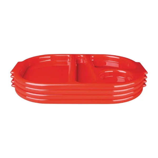 Kristallon Plastic Food Compartment Tray Large Red