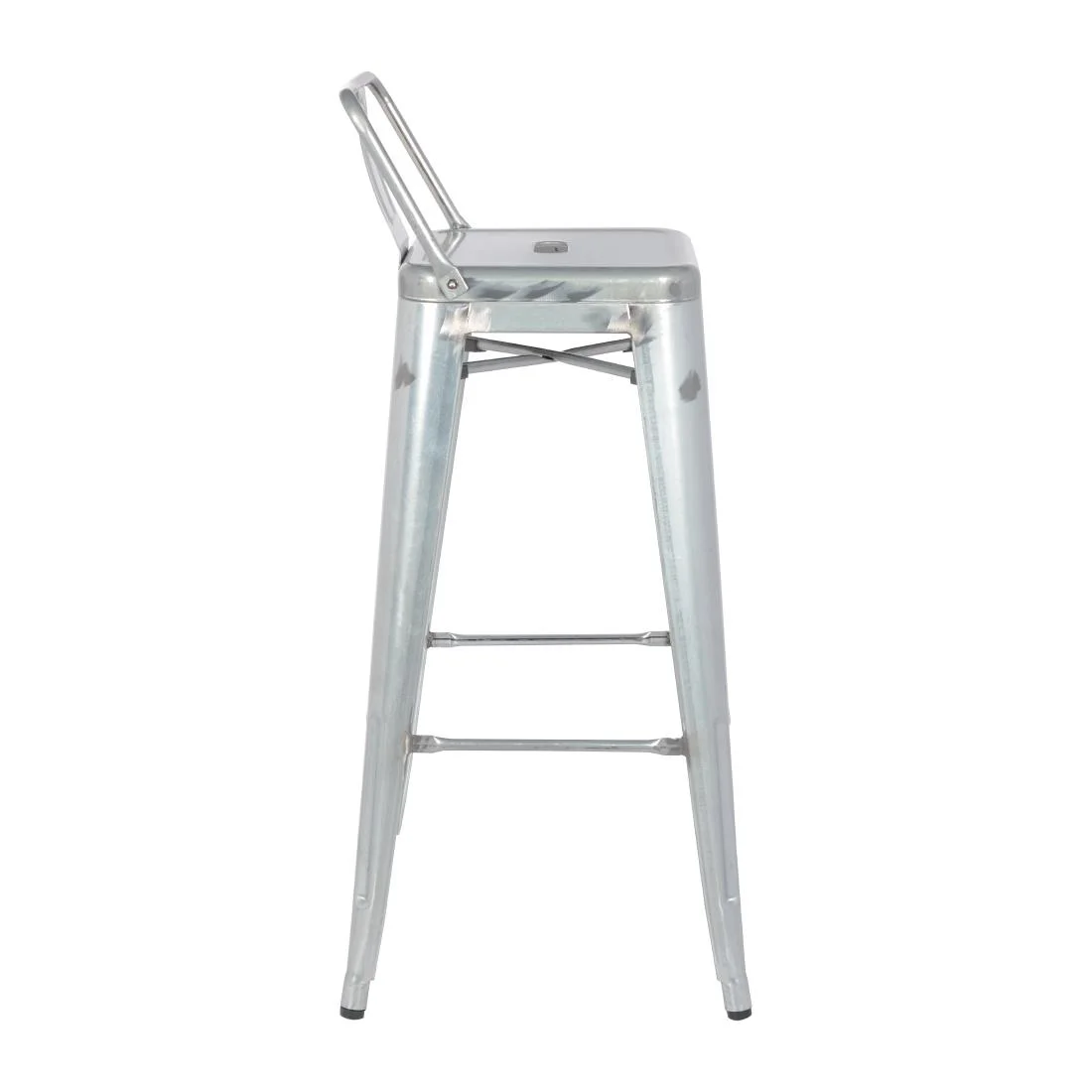 Bolero Bistro Galvanised Steel High Stool with Backrest (Pack of 4) - Image 3