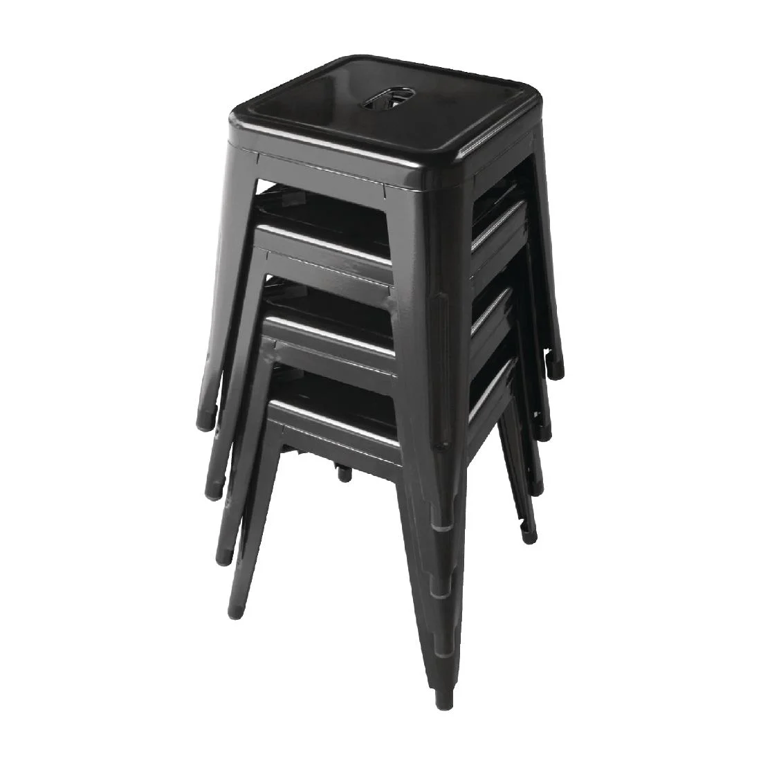 Bolero Bistro Steel Low Stool Black (Pack Of 4) - Image 3