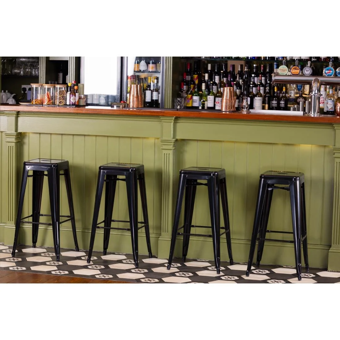 Bolero Bistro Steel High Stool Black (Pack of 4) - Image 9