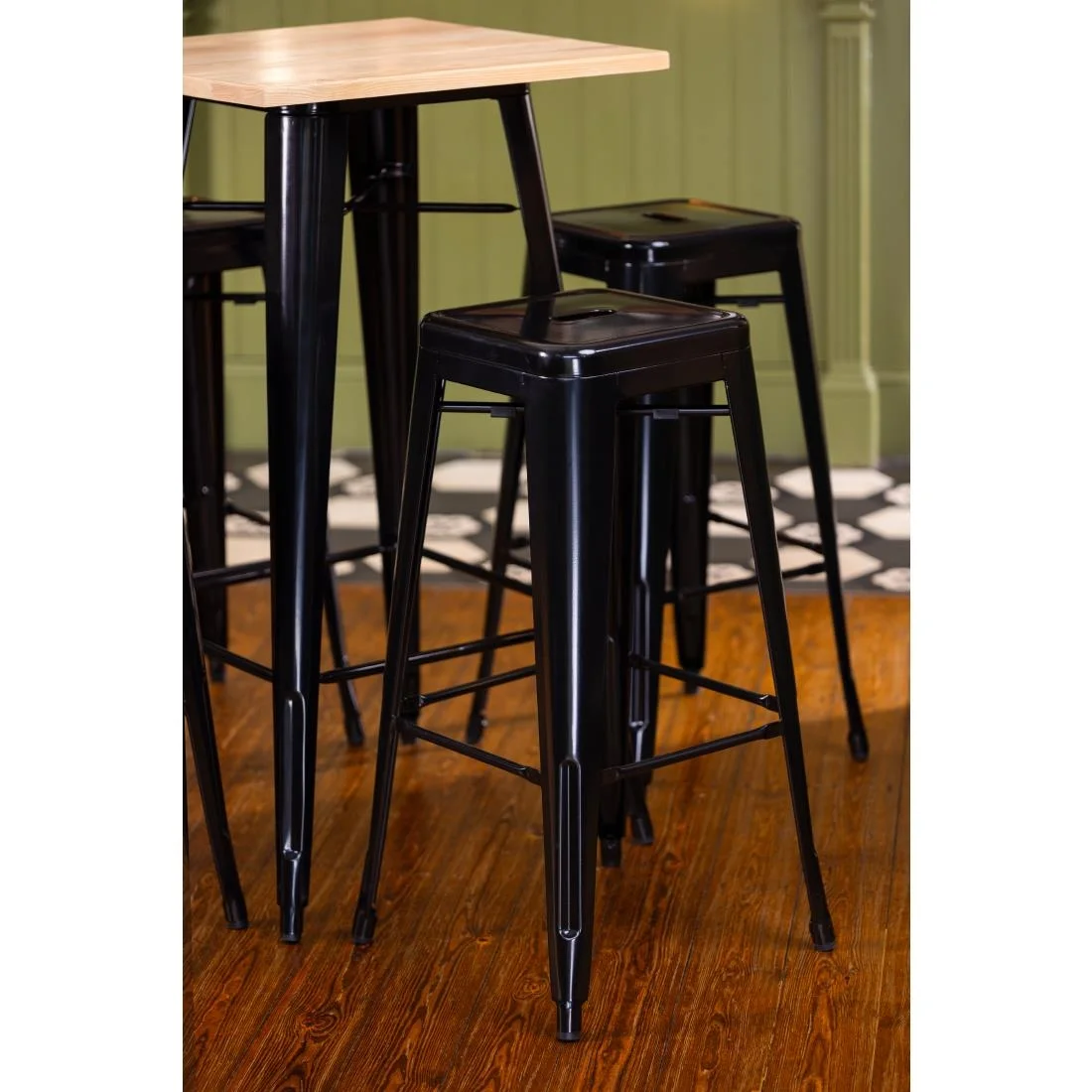 Bolero Bistro Steel High Stool Black (Pack of 4) - Image 10