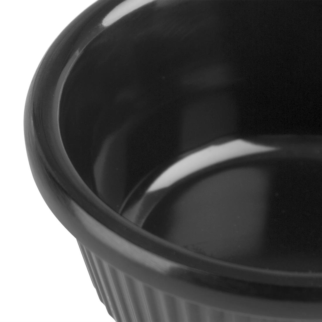 Kristallon Melamine Fluted Ramekins Black 57mm