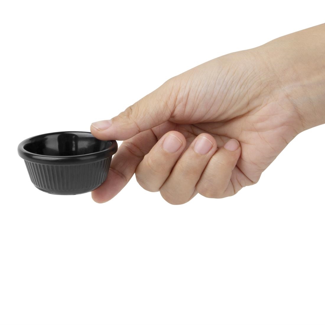 Kristallon Melamine Fluted Ramekins Black 57mm