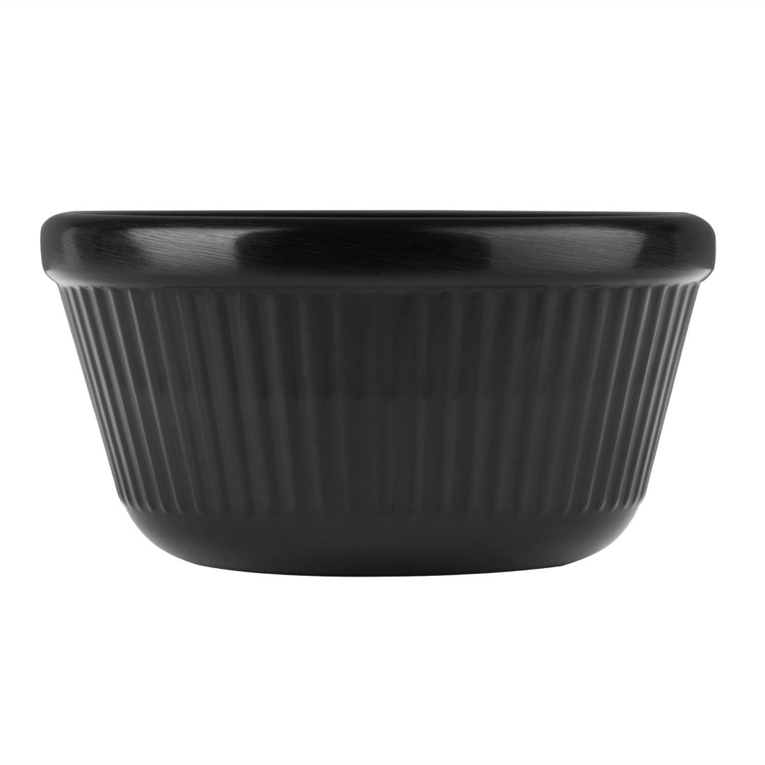 Kristallon Melamine Fluted Ramekins Black 70mm