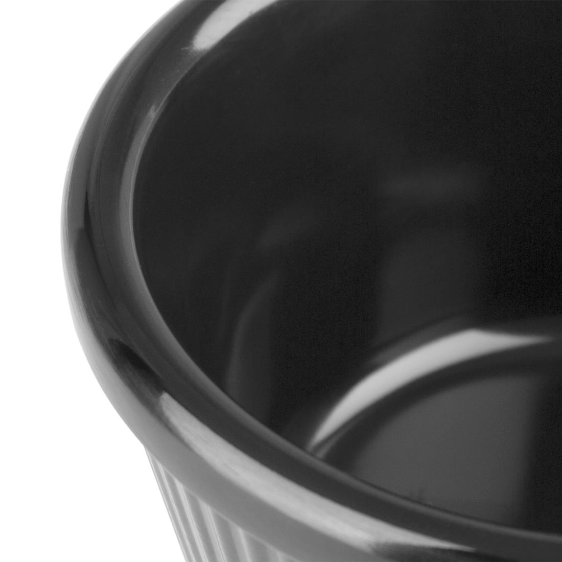 Kristallon Melamine Fluted Ramekins Black 70mm