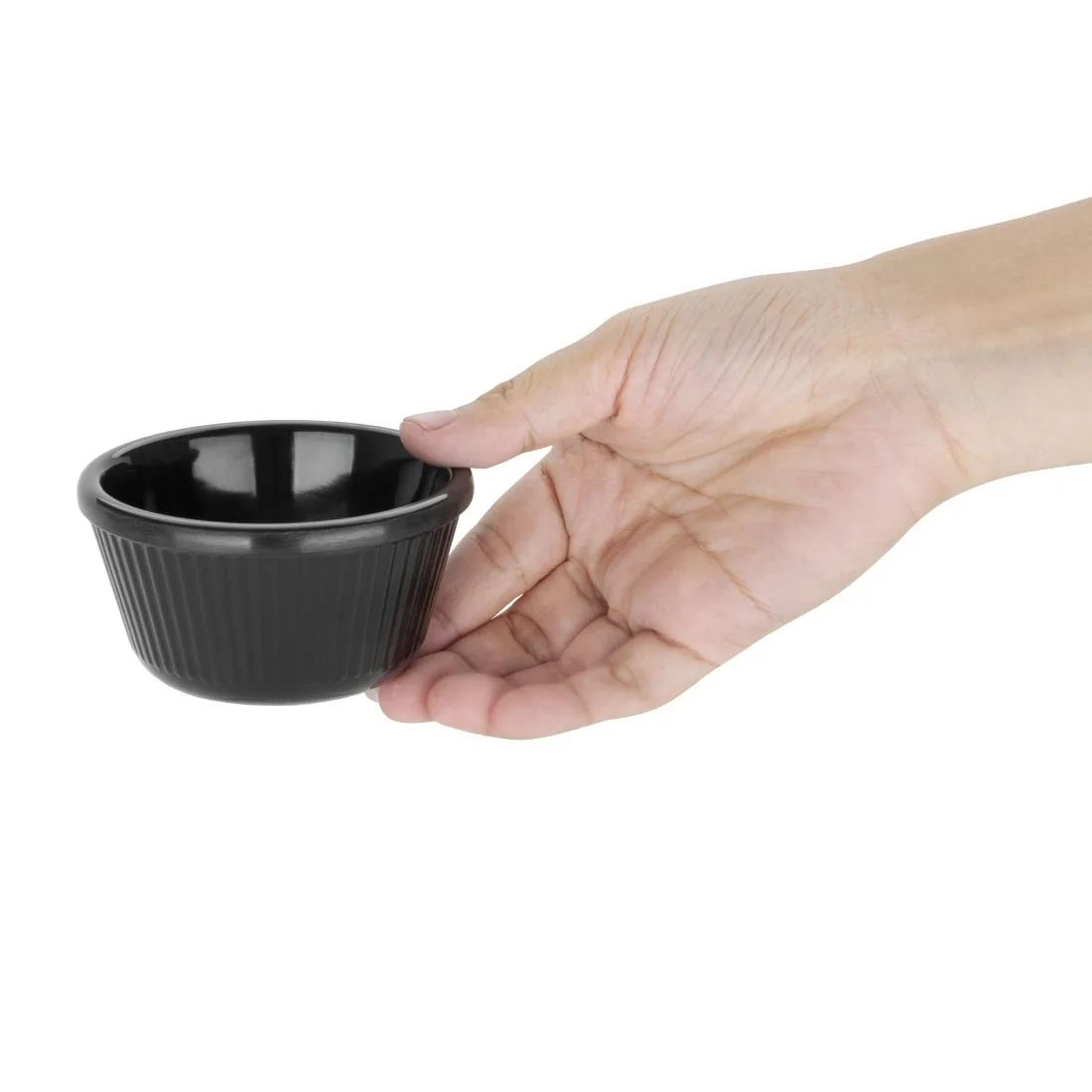 Kristallon Melamine Fluted Ramekins Black 89mm - Image 5
