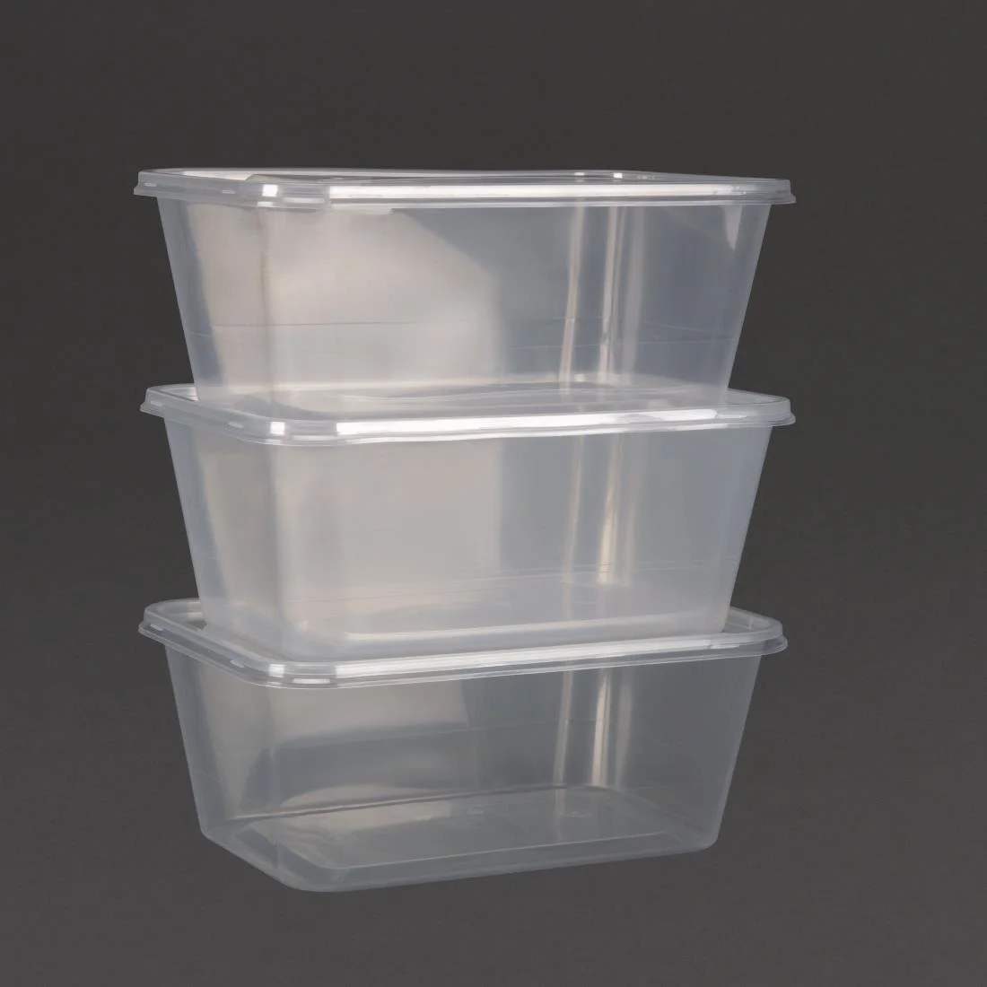 Fiesta Recyclable Plastic Microwavable Containers with Lid Large 1000ml (Pack of 250) - Image 2
