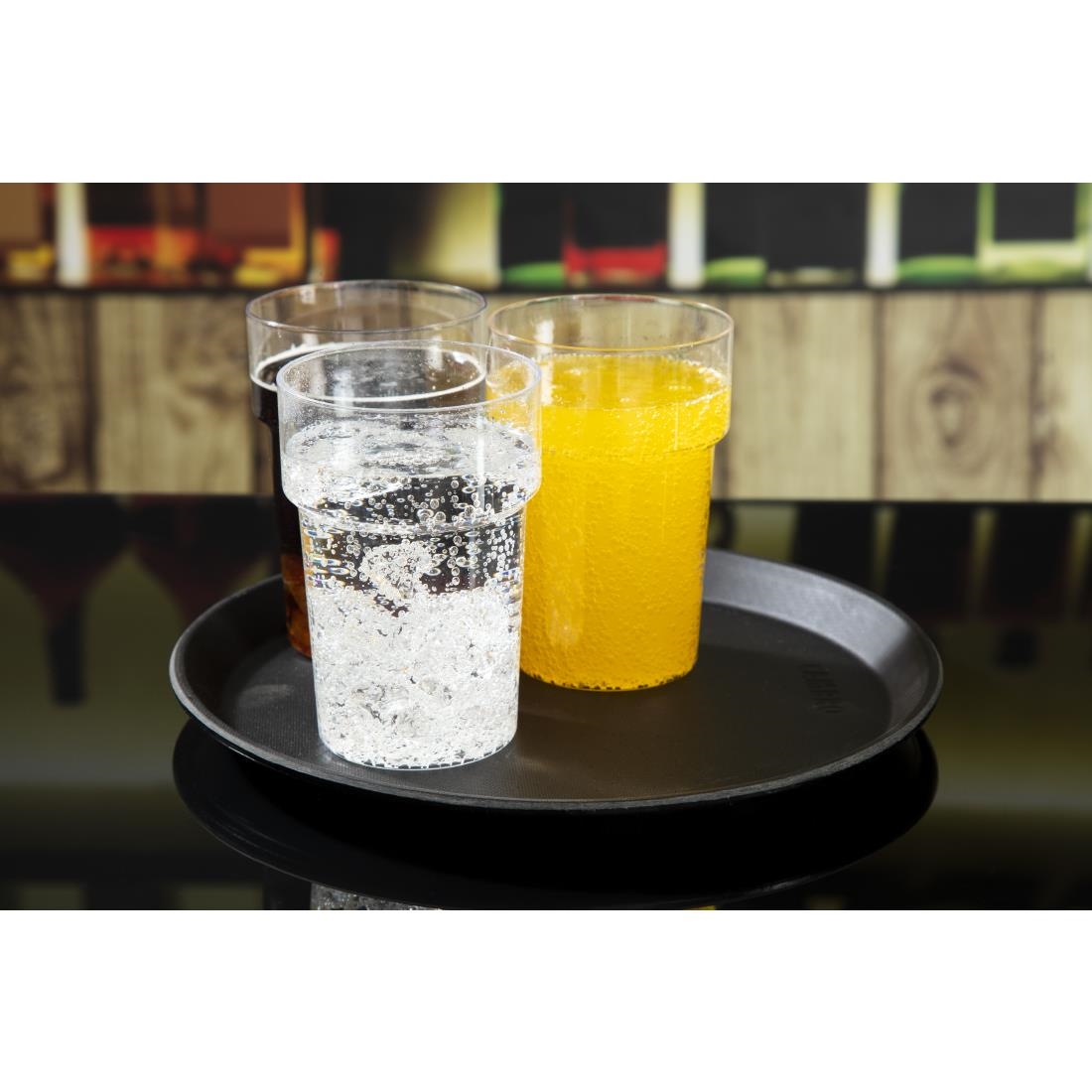 Cambro Fibreglass Round Non-Skid Tray Black 11in