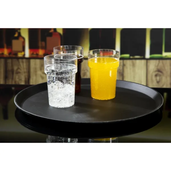 Cambro Fibreglass Round Non-Skid Tray Black 16in