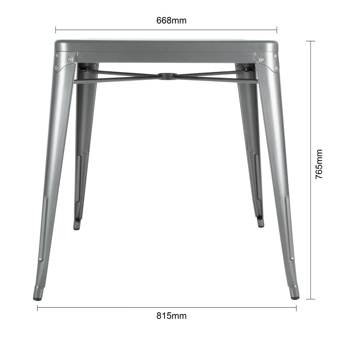 Bolero Bistro Square Steel Table Gun Metal 668mm - Image 7