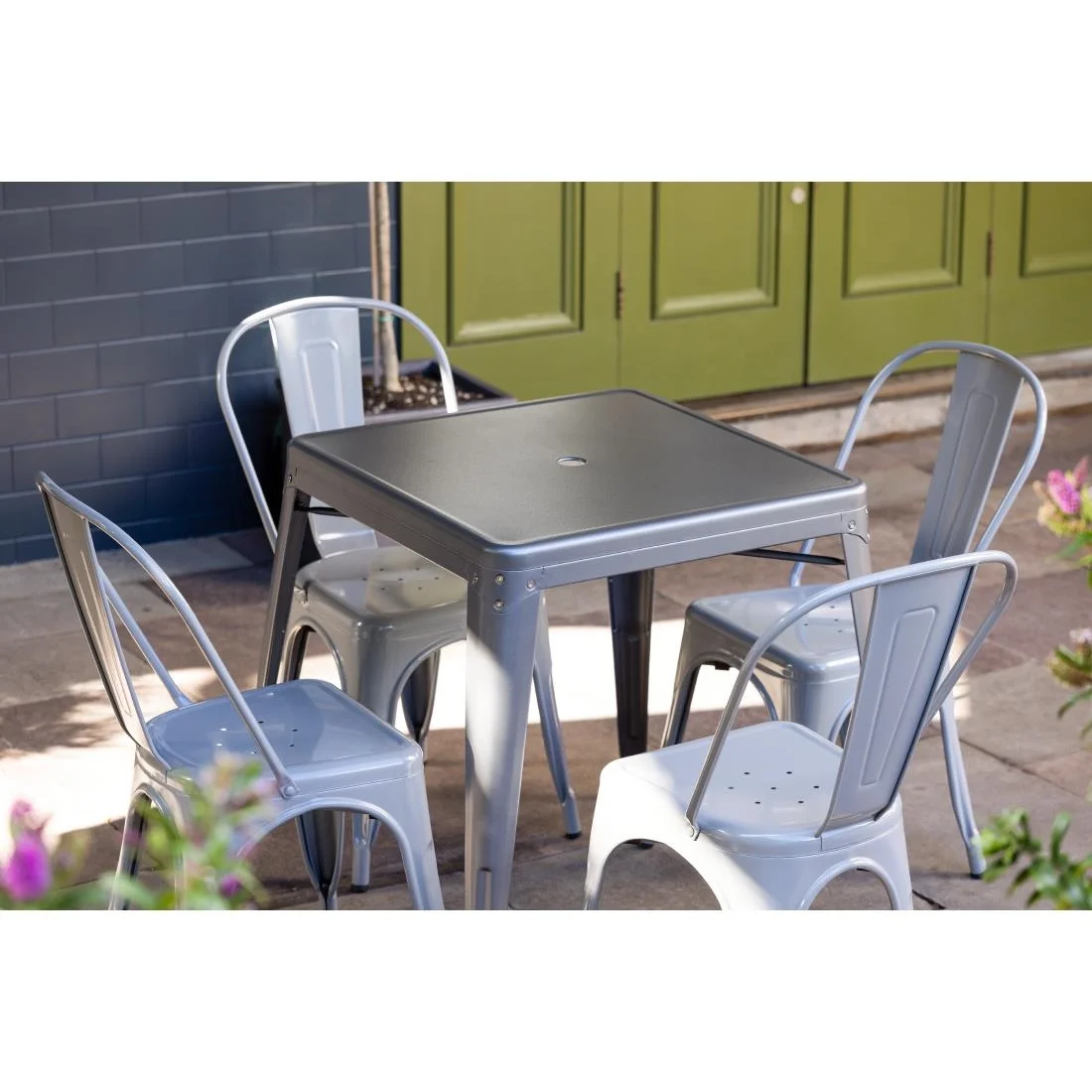 Bolero Bistro Square Steel Table Gun Metal 668mm - Image 9