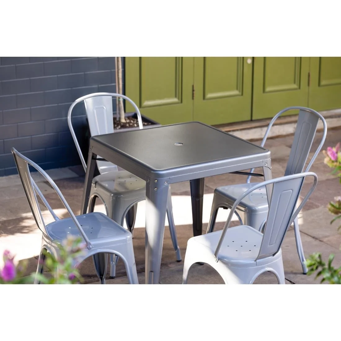 Bolero Bistro Steel Side Chairs Grey (Pack of 4) - Image 3