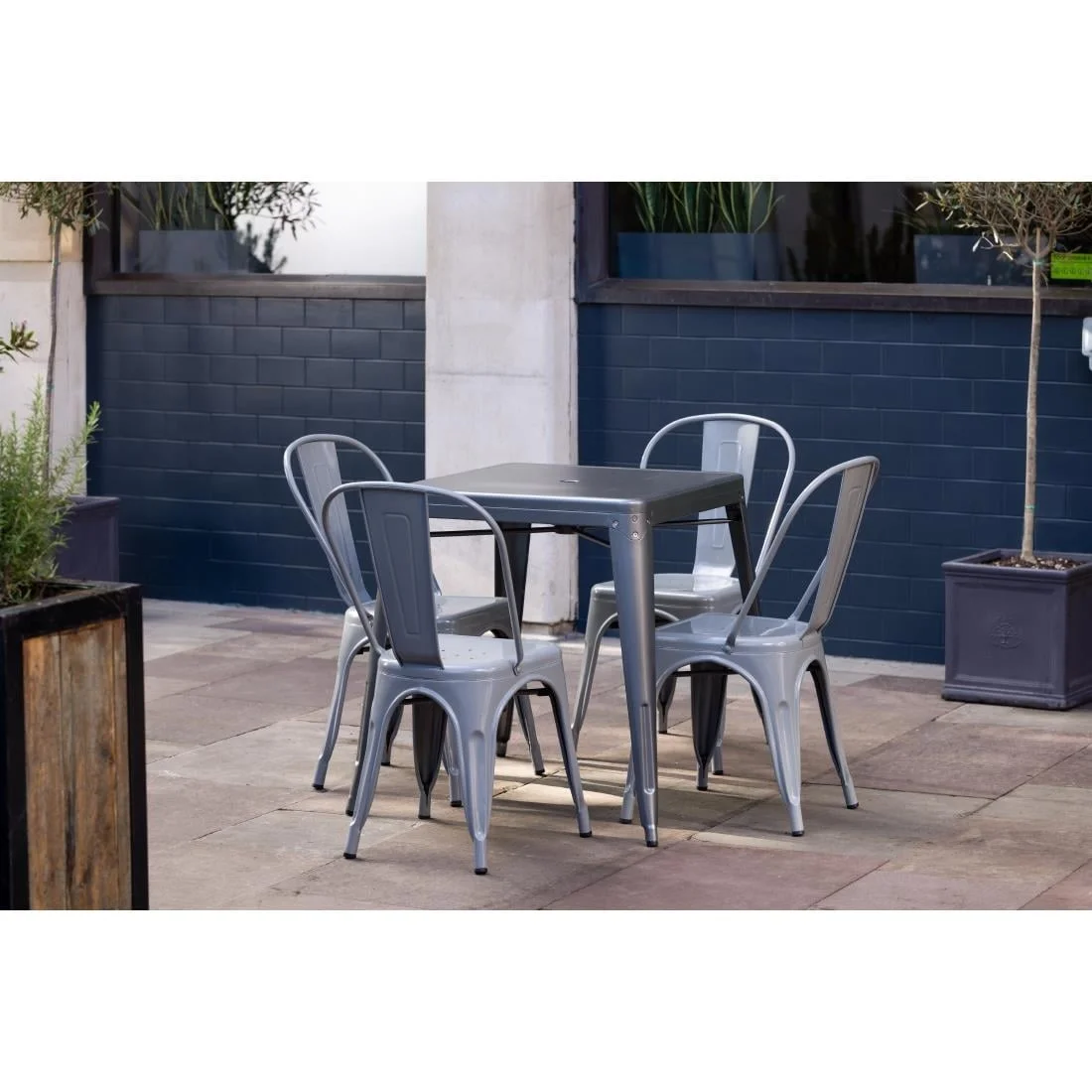 Bolero Bistro Steel Side Chairs Grey (Pack of 4) - Image 4