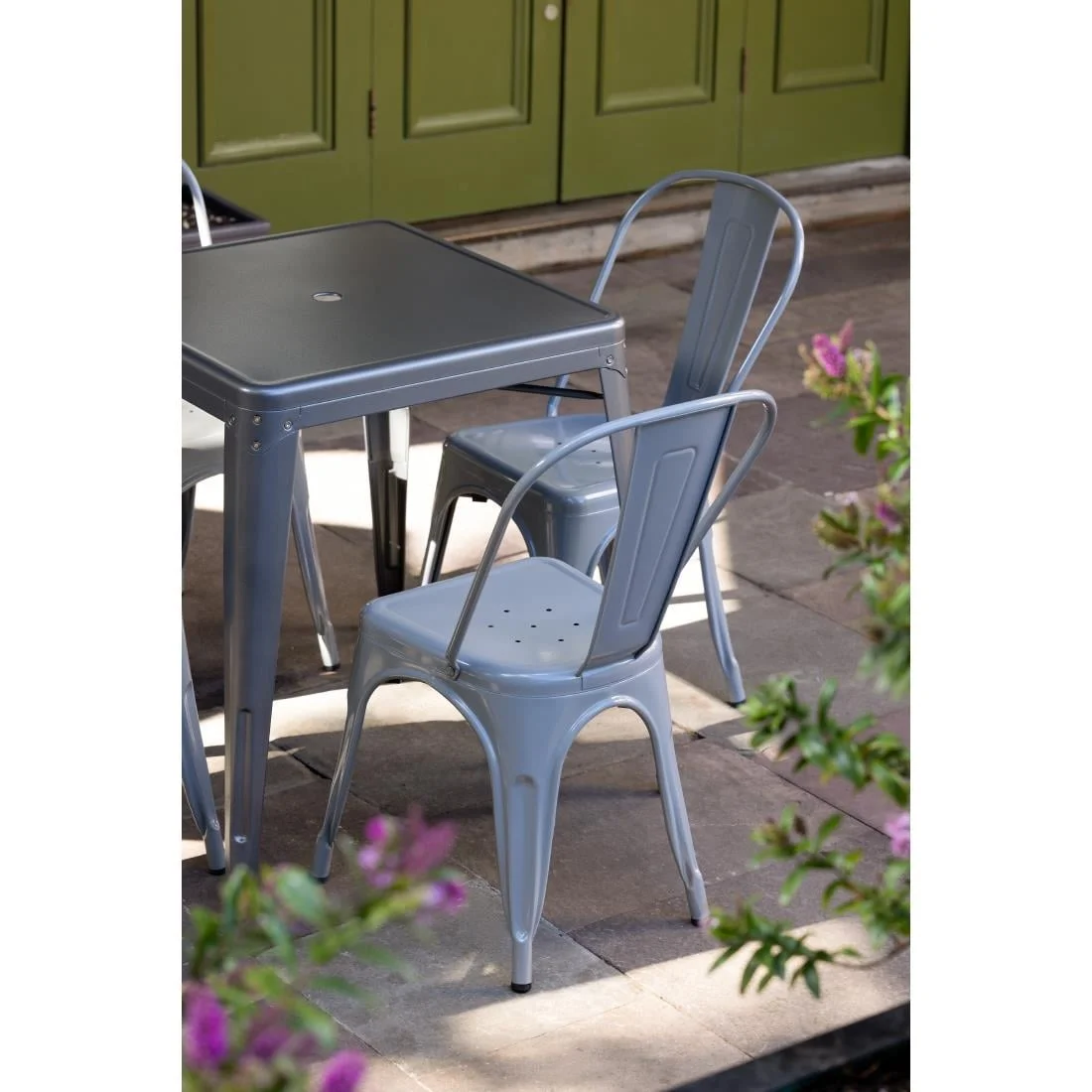 Bolero Bistro Steel Side Chairs Grey (Pack of 4) - Image 5