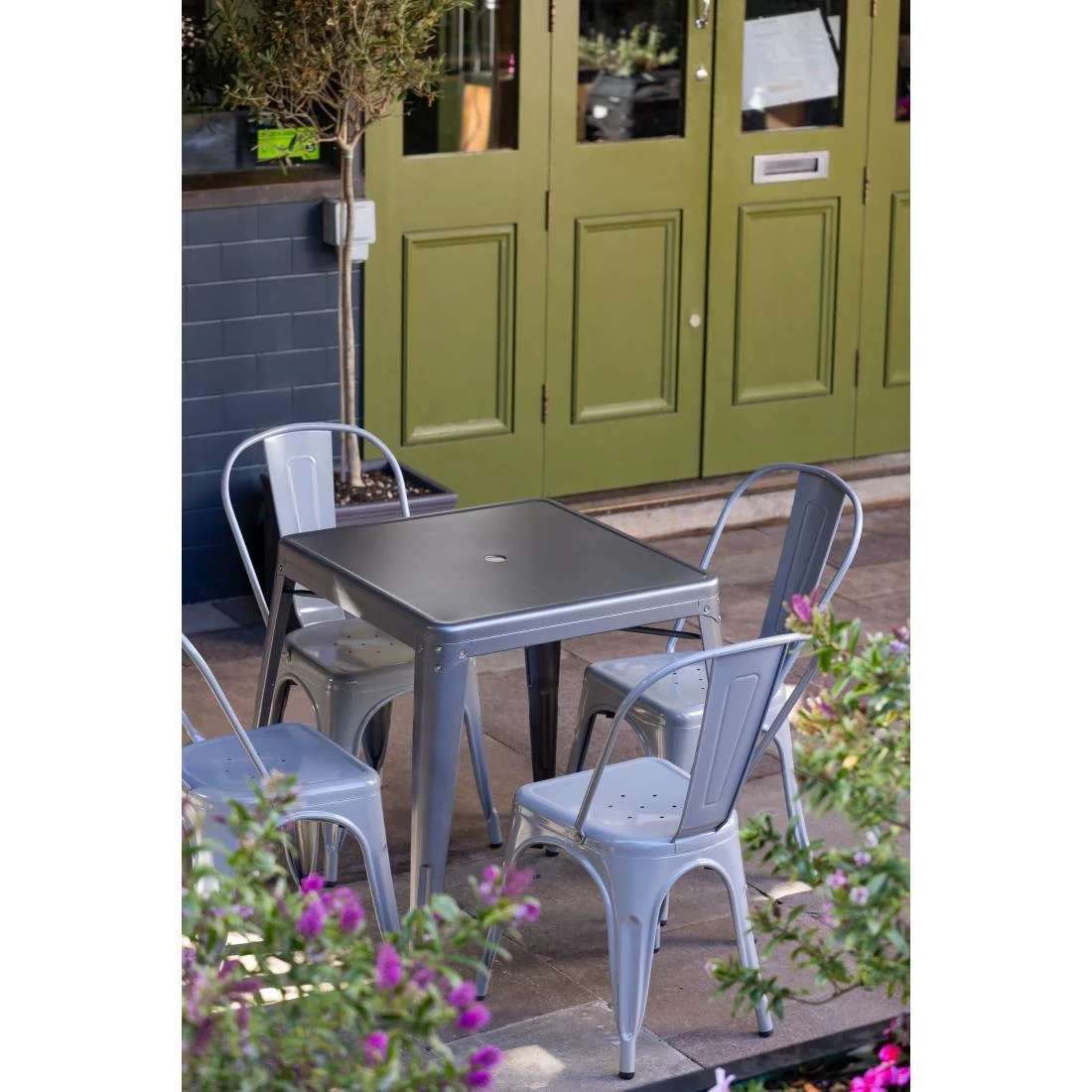 Bolero Bistro Steel Side Chairs Grey (Pack of 4) - Image 2