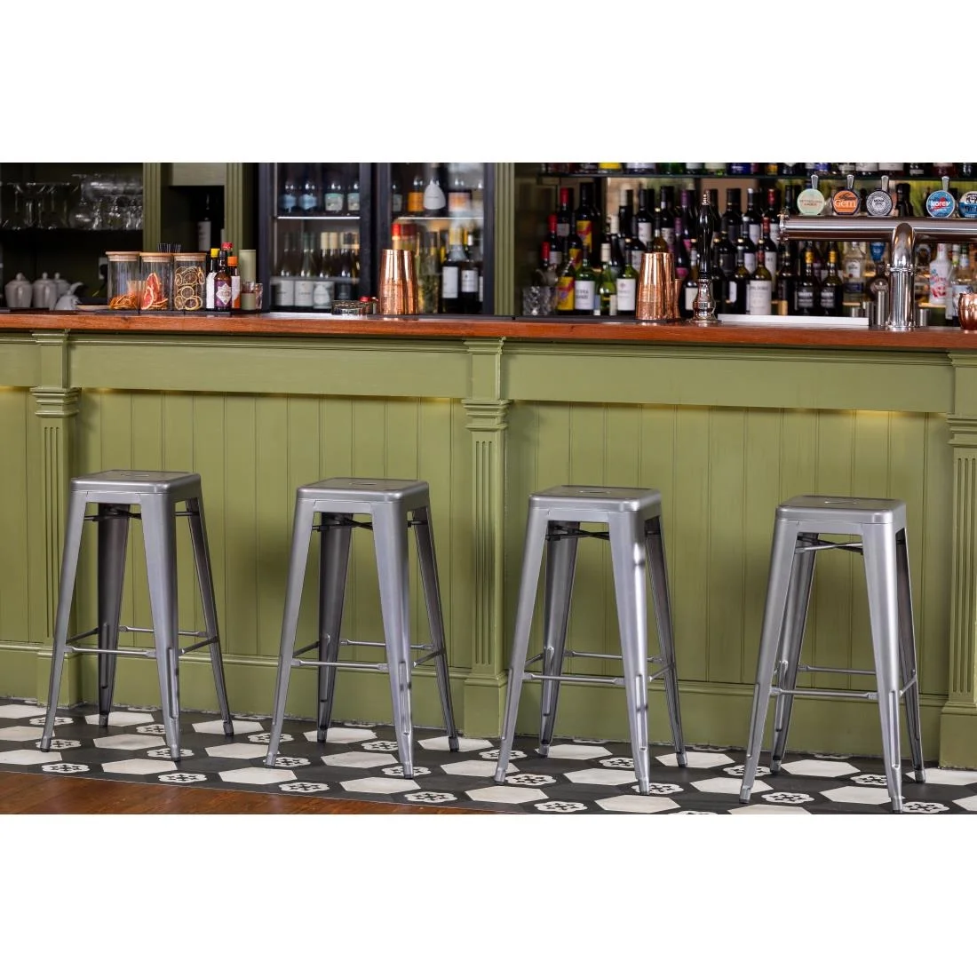 Bolero Bistro Steel High Stool Gun Metal (Pack of 4) - Image 3