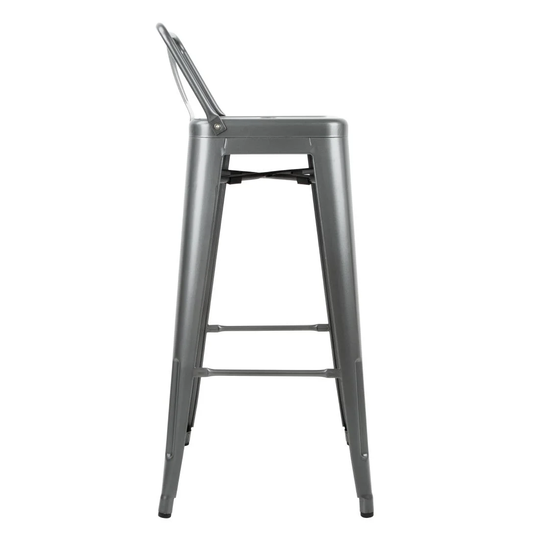 Bolero Bistro High Stool With Backrest Gun Metal (Pack of 4) - Image 4