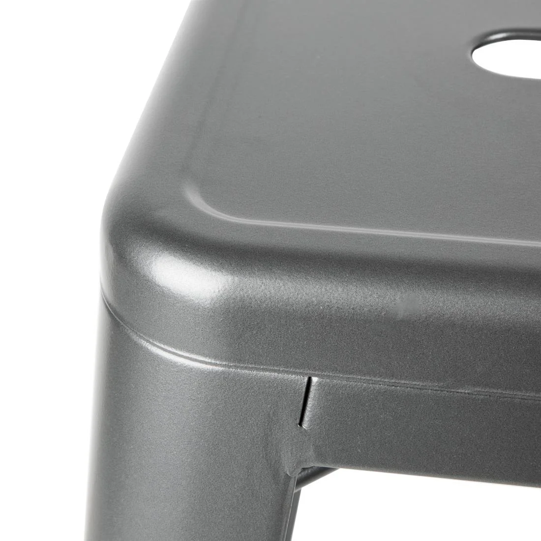 Bolero Bistro High Stool With Backrest Gun Metal (Pack of 4) - Image 5