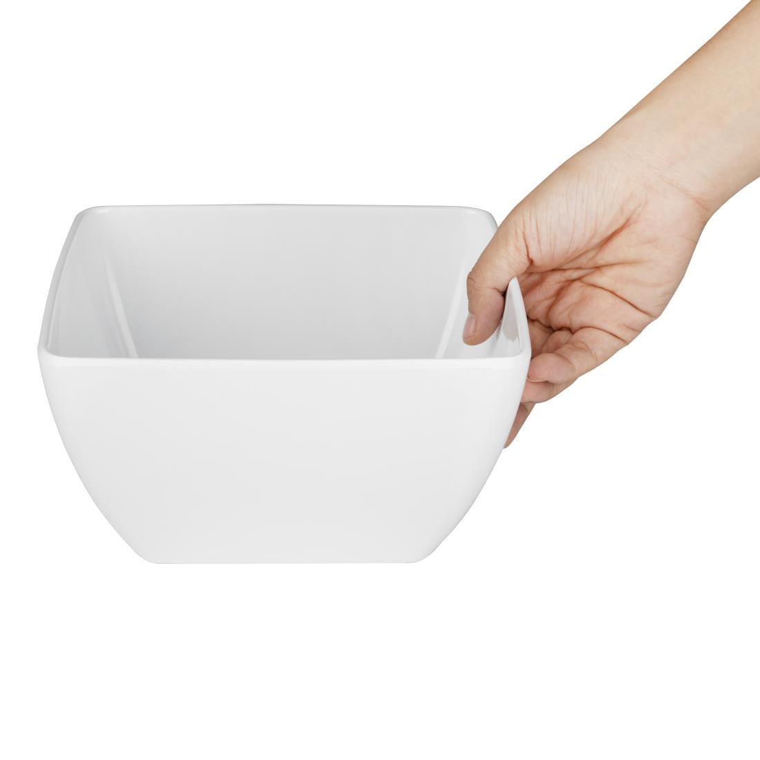 Curved White Melamine Bowl 8in