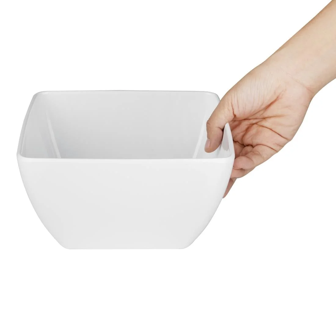 Curved White Melamine Bowl 8in - Image 5