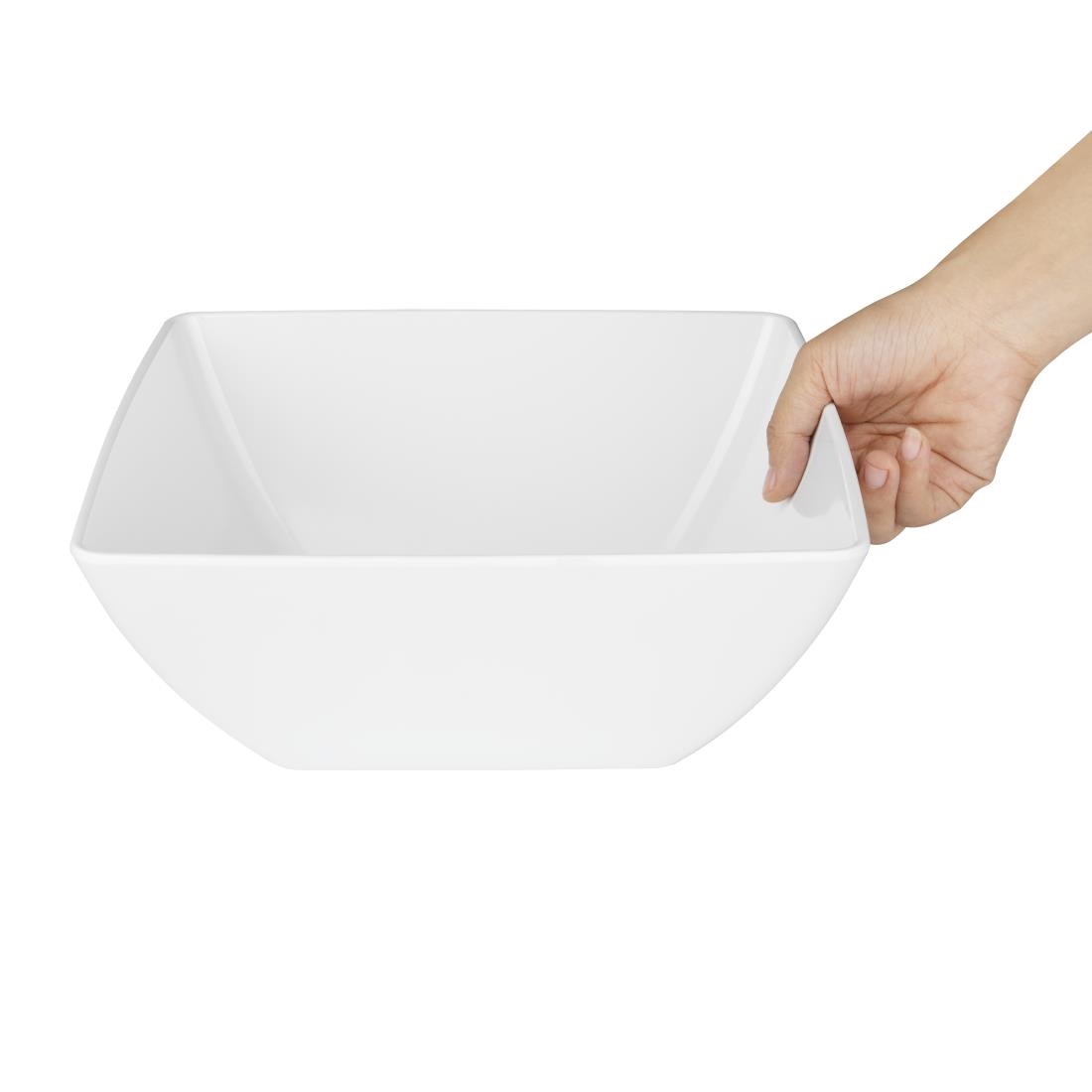 Curved White Melamine Bowl 11in