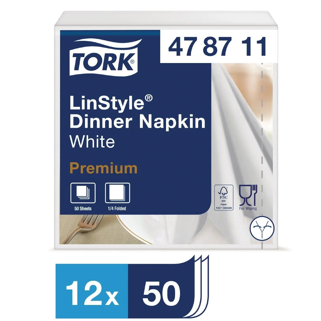 Tork Linstyle Dinner Napkin White 400mm - Image 2