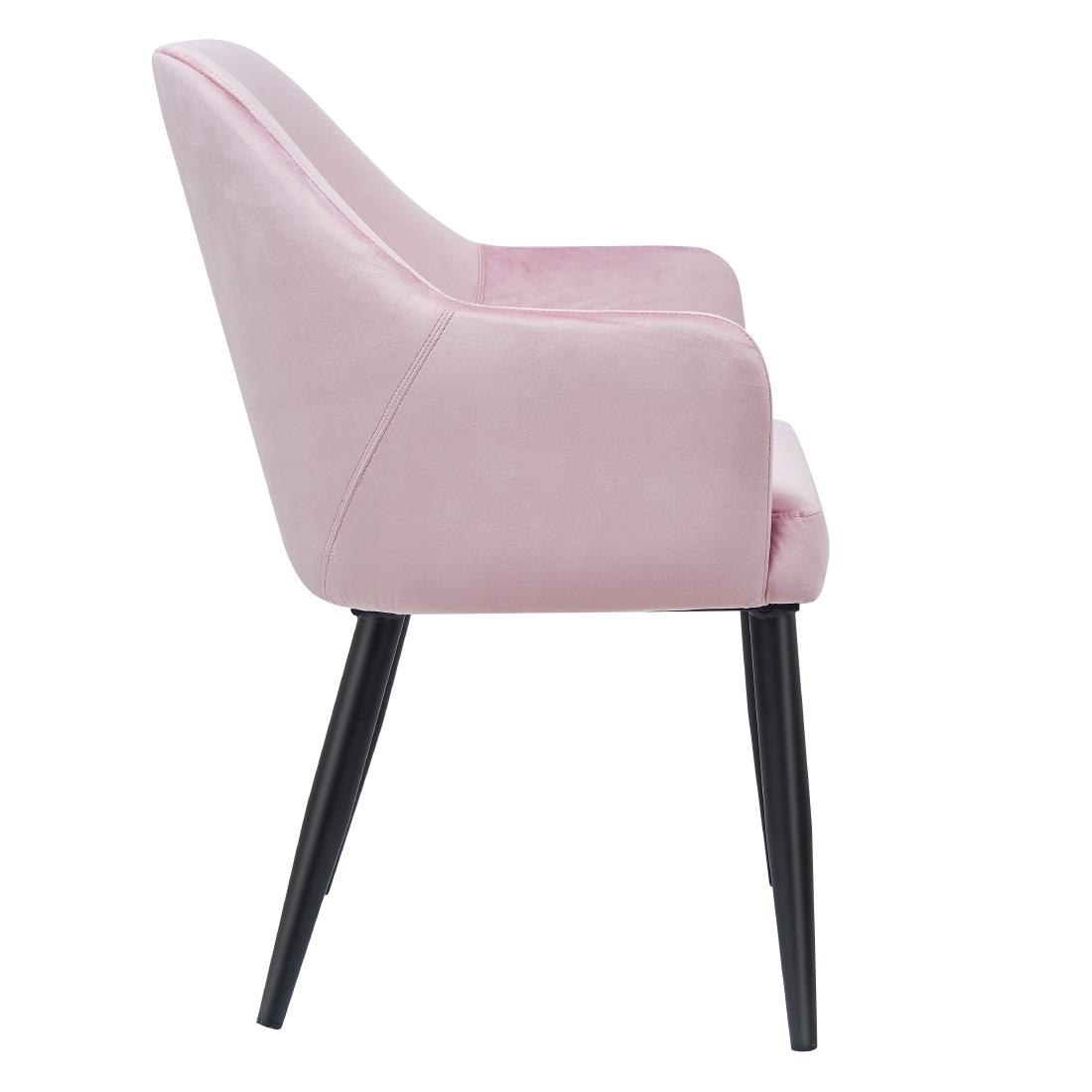 Bolero Lia Velvet Effect Chairs Dusty Pink (Set of 2)