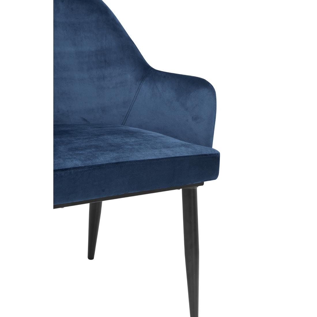 Bolero Lia Velvet Effect Chairs Dark Navy (Set of 2)