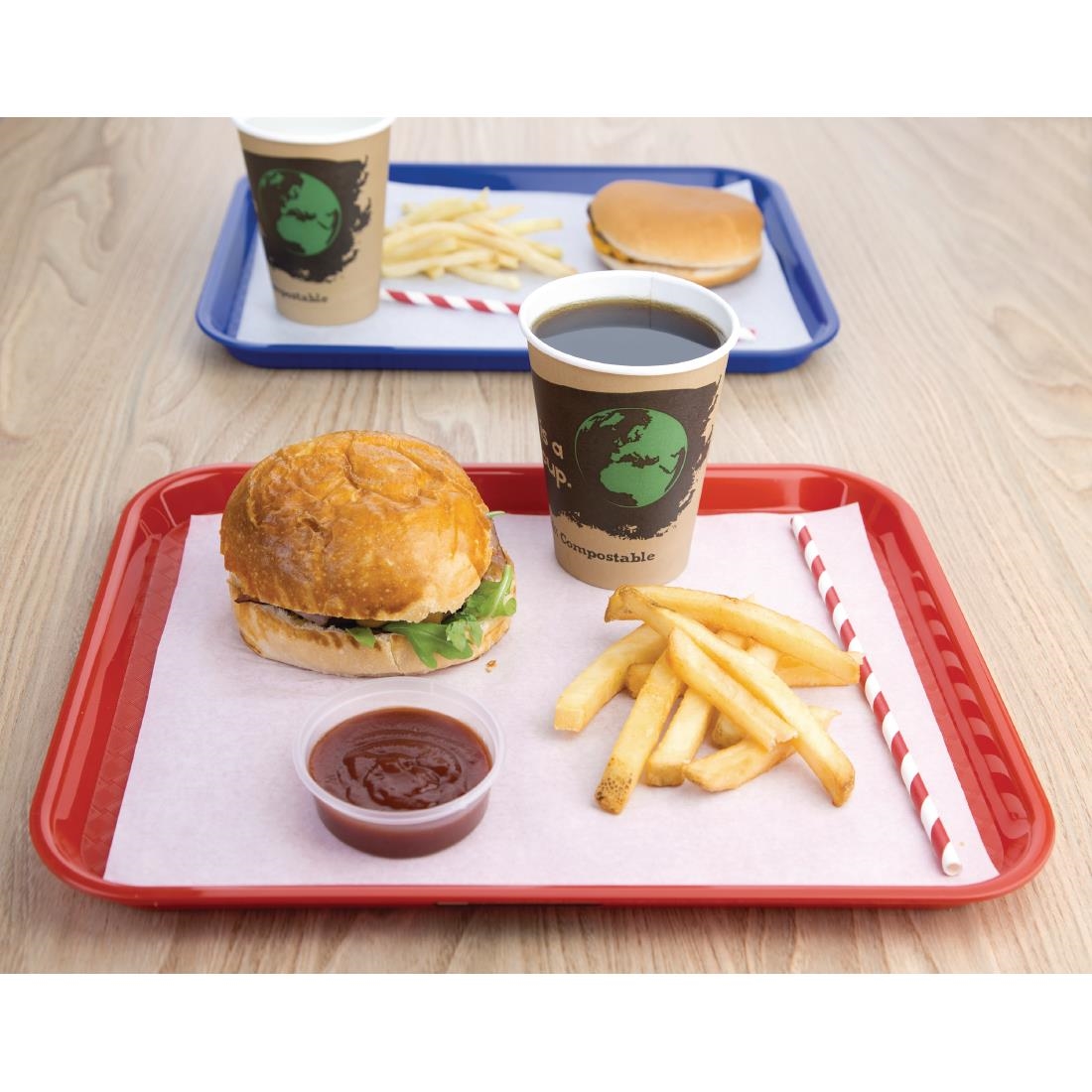 Kristallon Plastic Fast Food Tray Red Small
