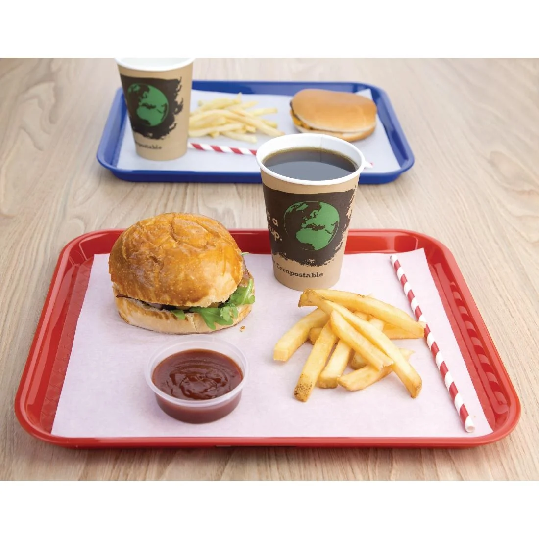 Kristallon Plastic Fast Food Tray Red Small - Image 4