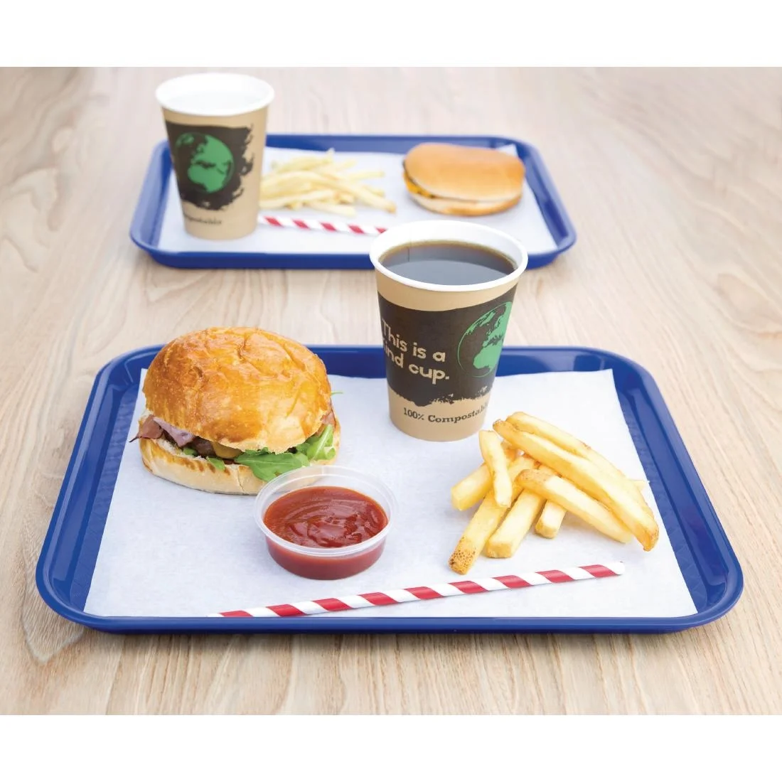 Kristallon Plastic Fast Food Tray Blue Small - Image 4