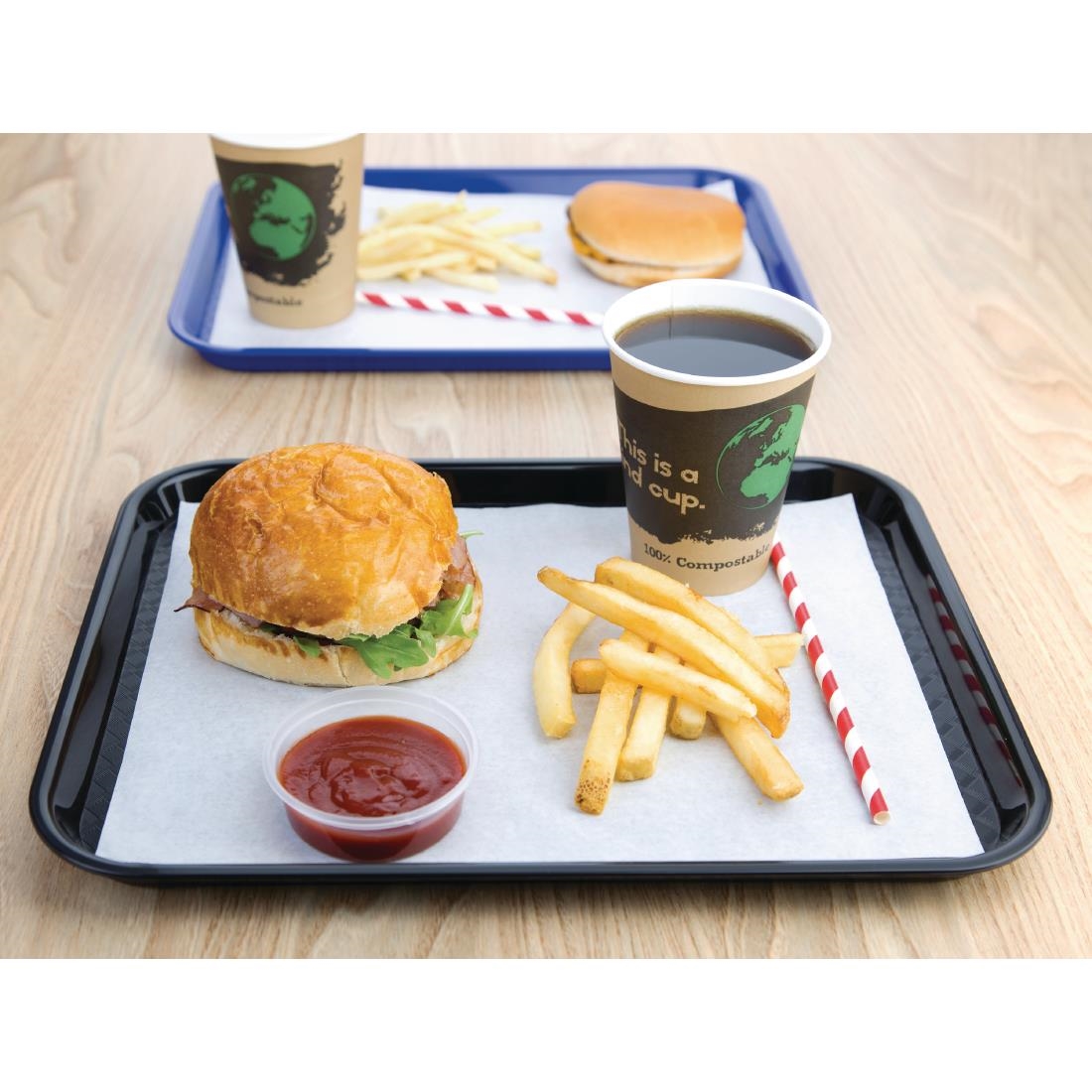 Kristallon Plastic Fast Food Tray Black Small