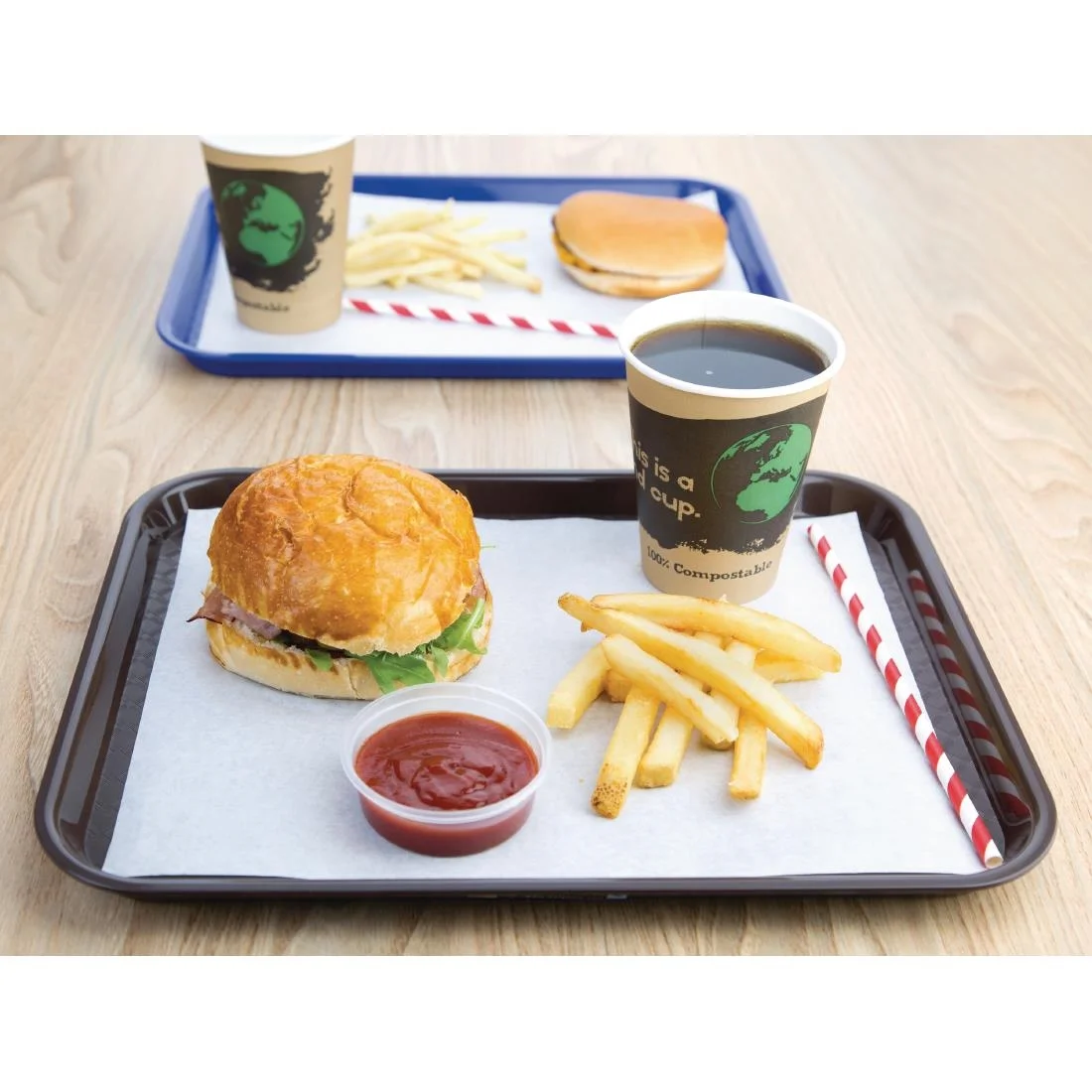 Kristallon Plastic Fast Food Tray Brown Small - Image 5