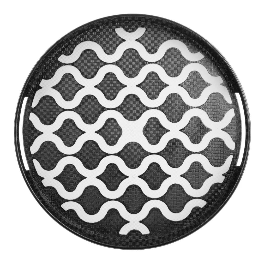 Olympia Kristallon PC Round Non Slip Tray with Handles 300mm - Image 2