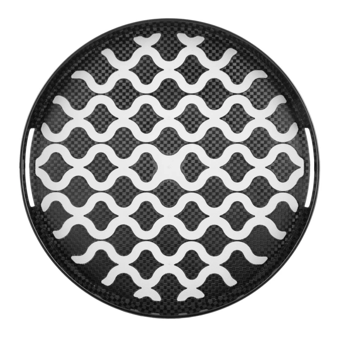Olympia Kristallon PC Round Non Slip Tray With Handles 355mm - Image 2