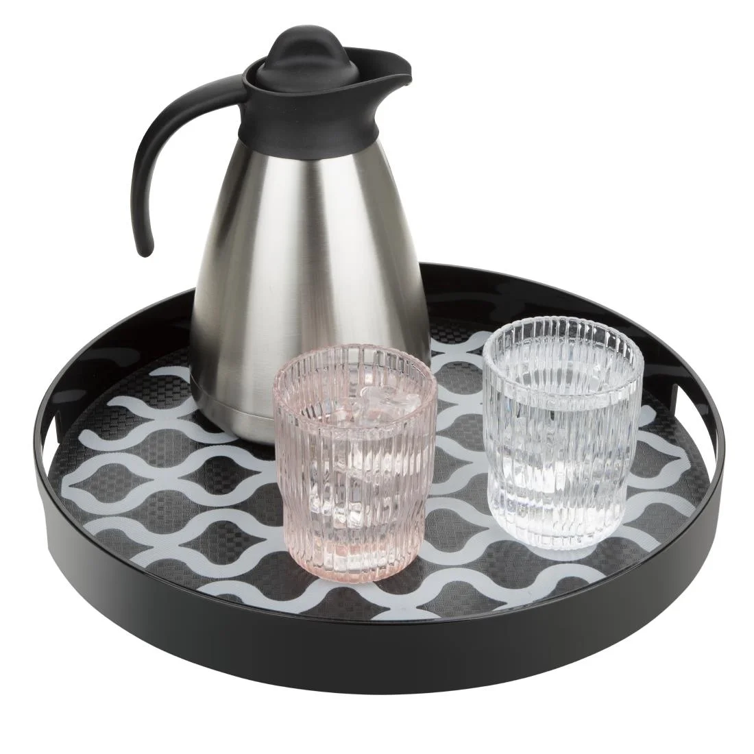 Olympia Kristallon PC Round Non Slip Tray With Handles 355mm - Image 5