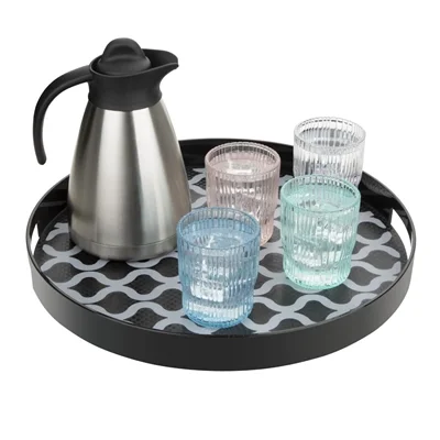 Olympia Kristallon PC Round Non Slip Tray With Handles 405mm - Image 12