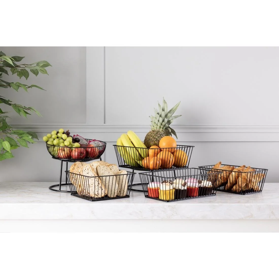 Olympia Wire Food Display Tray Square Black 280x280x100mm - Image 2