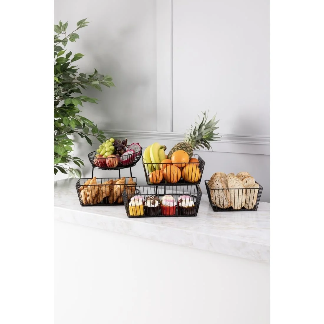 Olympia Wire Food Display Tray Square Black 280x280x100mm - Image 3