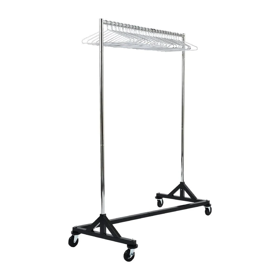 Black and Chrome Garment Rail with 25 Captive Steel Hangers