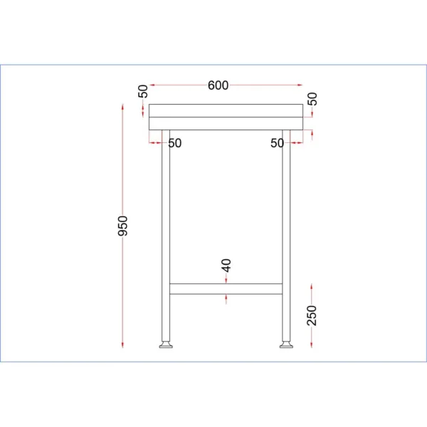 Holmes Stainless Steel Wall Table with Upstand 600mm