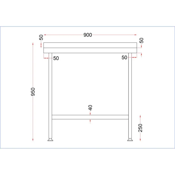 Holmes Stainless Steel Wall Table with Upstand 900mm