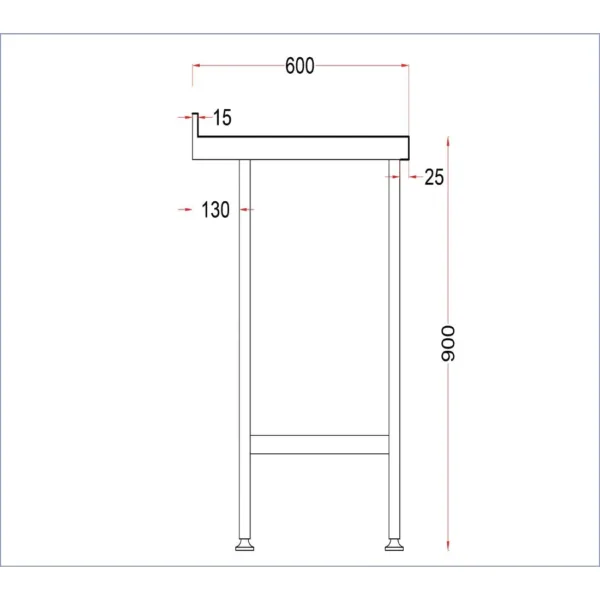 Holmes Stainless Steel Wall Table with Upstand 1500mm