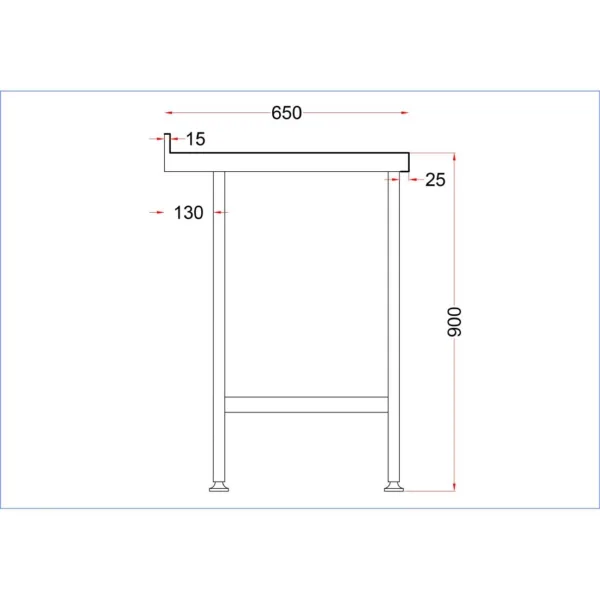 Holmes Stainless Steel Wall Table with Upstand 600mm