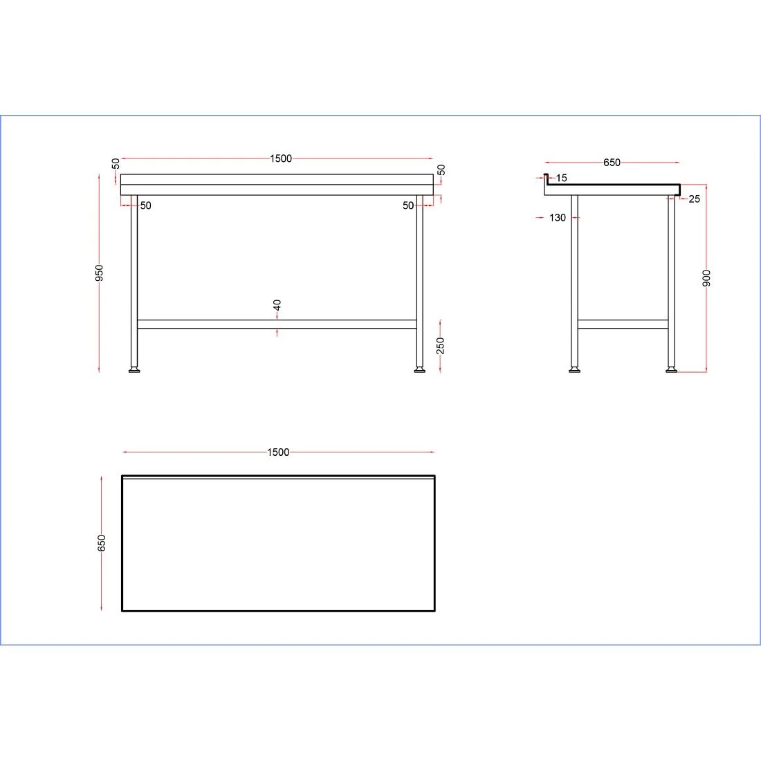 Holmes Stainless Steel Centre Table 1500mm - Image 3